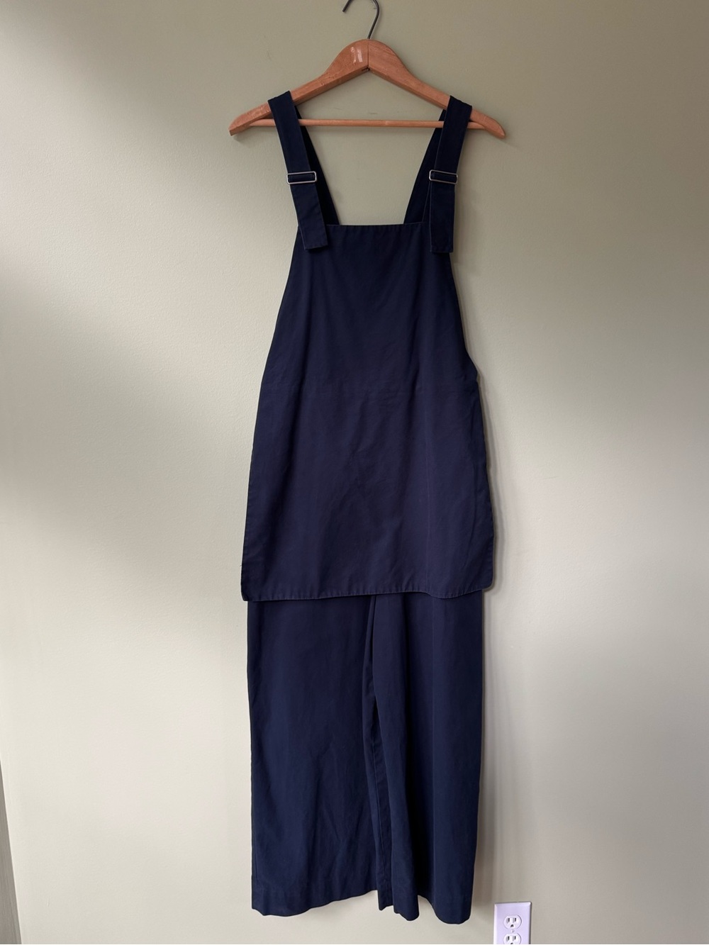 COS Dark Navy Blue Minimalist Wide Leg Dungaree Culottes Apron Overalls